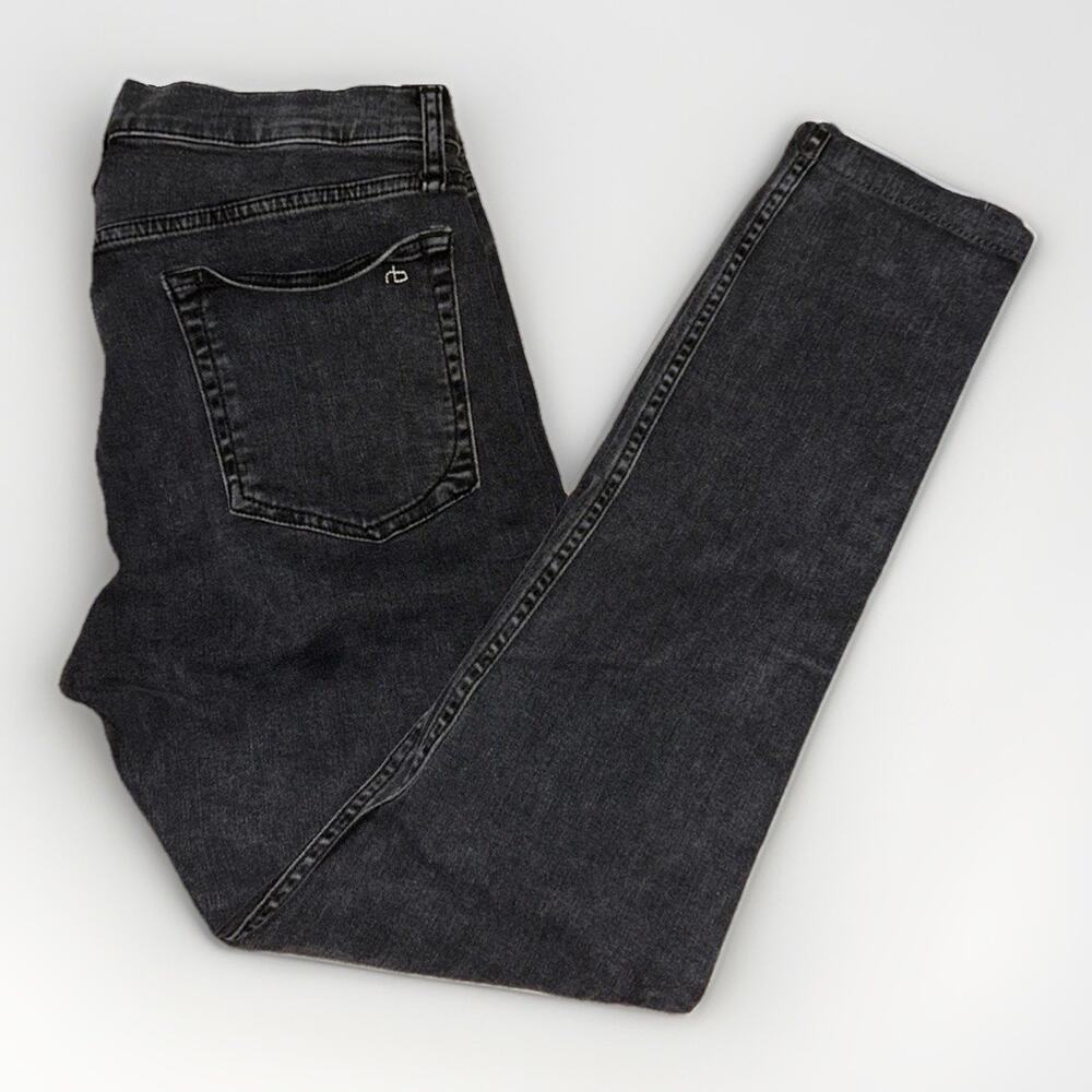Rag & Bone Fit 1 Skinny Jeans Black Distressed Hole 32x30